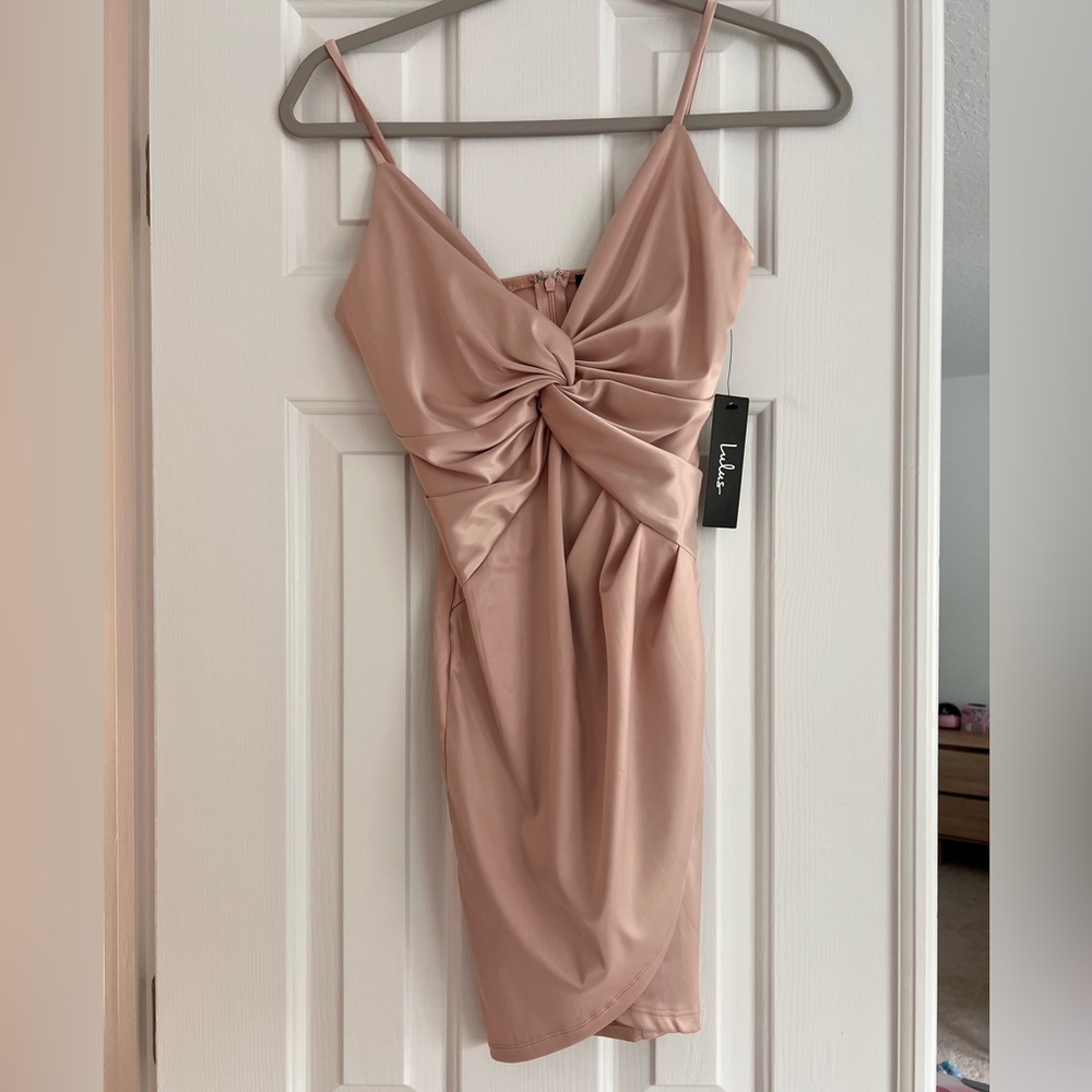 Lulu's Pink Twist-Front Dress NWT